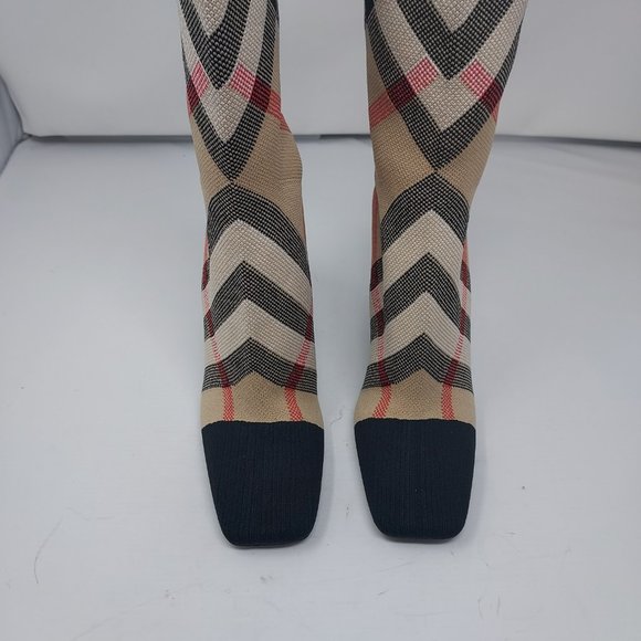 Burberry Dolman Checked Stretch-Cotton Boots - Picture 8 of 10